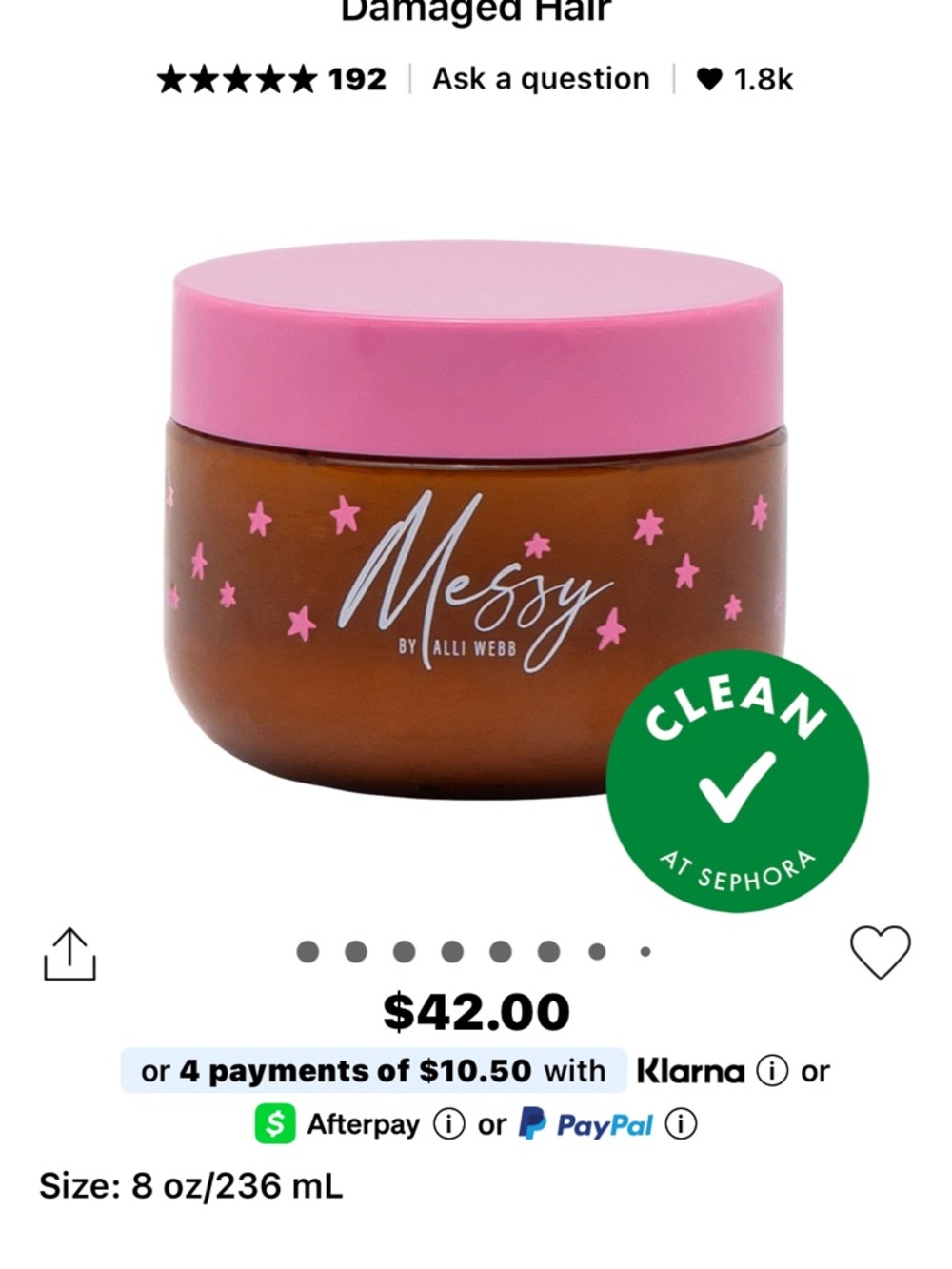 Messy by Alli Webb Hair Mask — Pink & Amber Jar